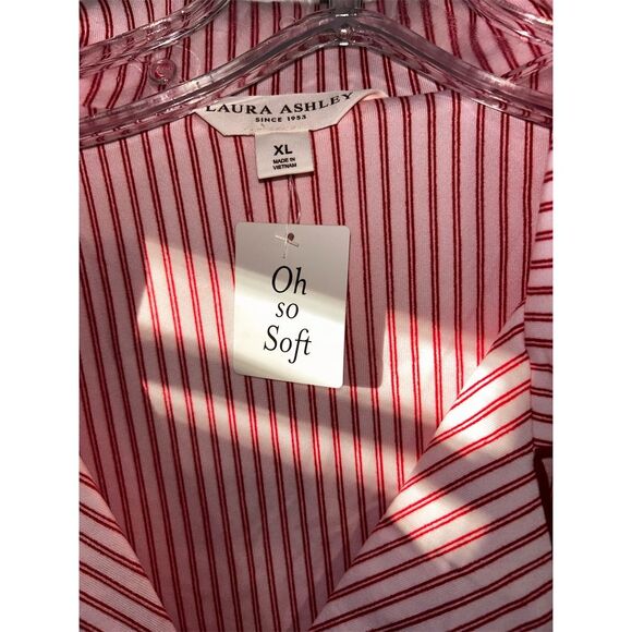 Laura Ashley Women's XL Red Striped Pajama Set Long Sleeve - Picture 3 of 9